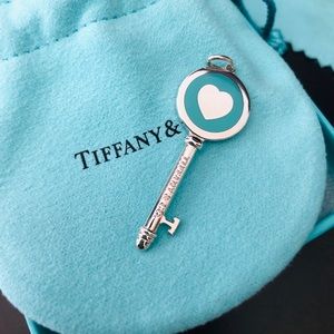 Authentic Tiffany and co blue heart key pendant